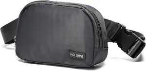 MOLSHINE Sports Fanny Pack, Nylon Everywhere Belt Bag for Women, Water Repellent Waist Packs, Crossbody Bags with Adjustable Strap (Dark Grey)