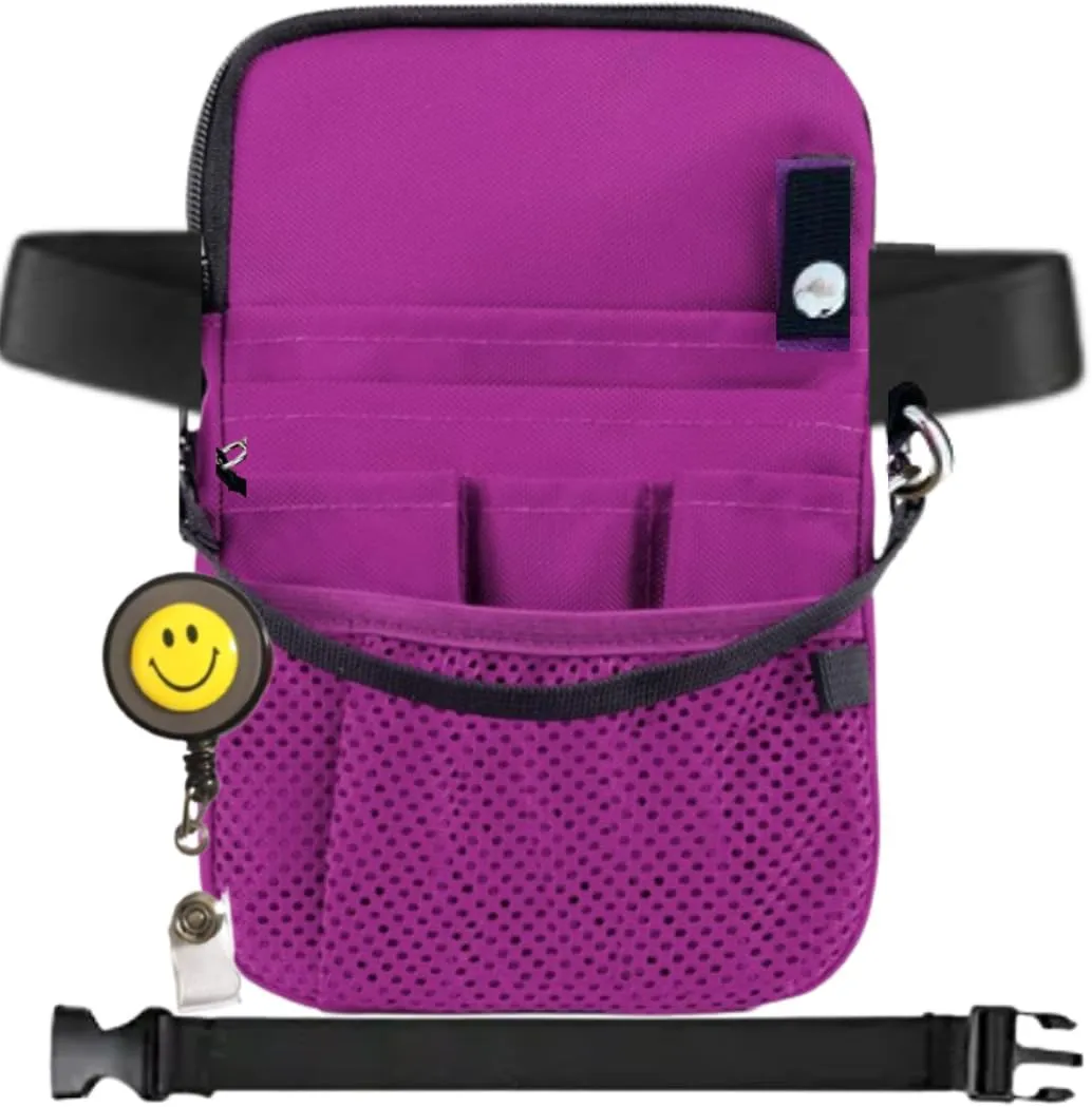 MOMOZEE Nurse Fanny Pack, Nursing Student Fanny Pack, Nurse Pouch, Nurse Organizer Bag, ER Nurse Tool Belt, EMT/EMS Hip Bag, Medical Gear Tool Bag (Purple)