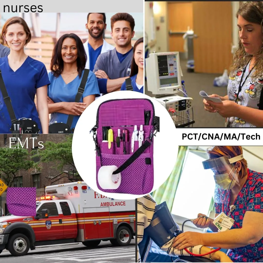 MOMOZEE Nurse Fanny Pack, Nursing Student Fanny Pack, Nurse Pouch, Nurse Organizer Bag, ER Nurse Tool Belt, EMT/EMS Hip Bag, Medical Gear Tool Bag (Purple)