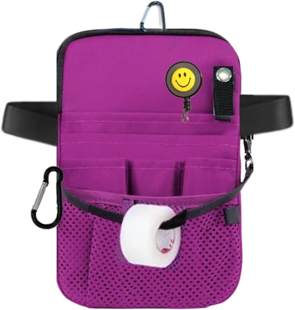 MOMOZEE Nurse Fanny Pack, Nursing Student Fanny Pack, Nurse Pouch, Nurse Organizer Bag, ER Nurse Tool Belt, EMT/EMS Hip Bag, Medical Gear Tool Bag (Purple)