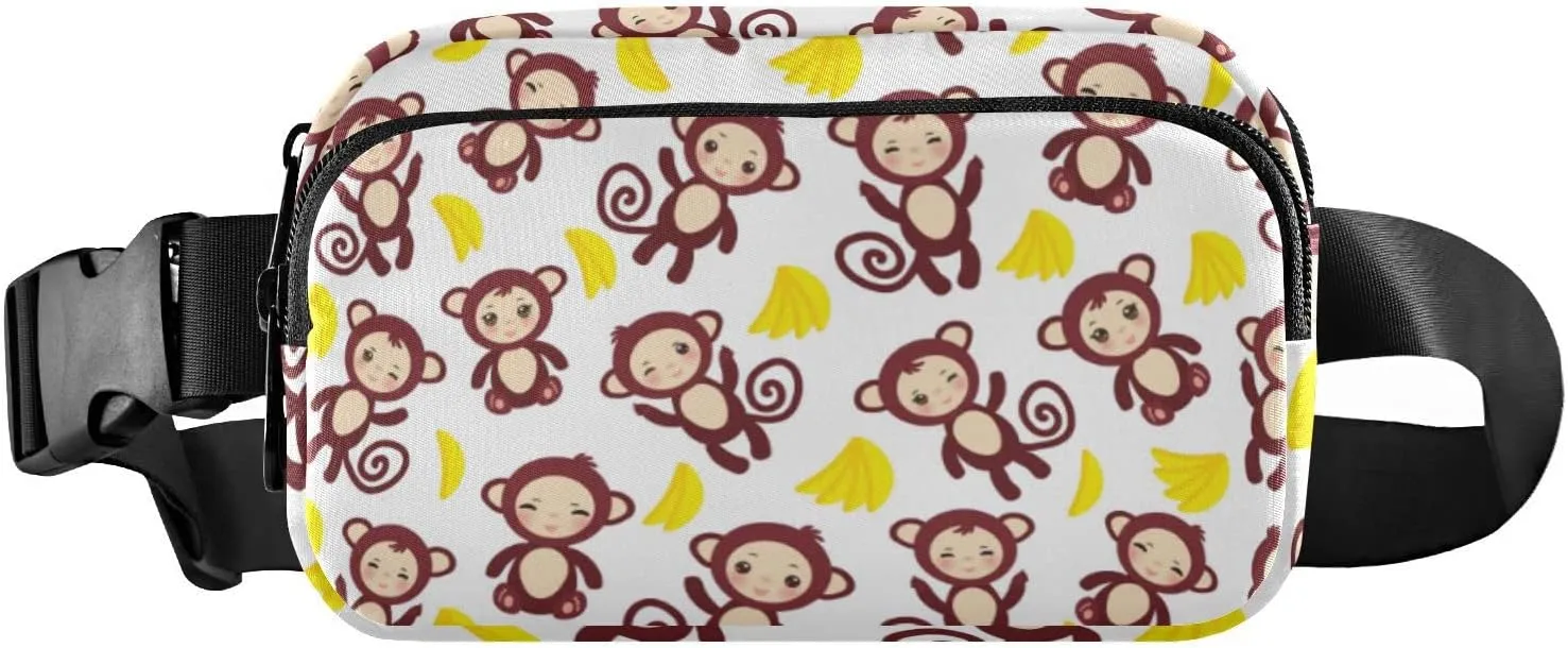 Monkey Bananas Fanny Pack for Women Men Crossbody Belt Bag Fashion Waist Packs Purse with Adjustable Strap Bumbags for Workout Travel Outdoors