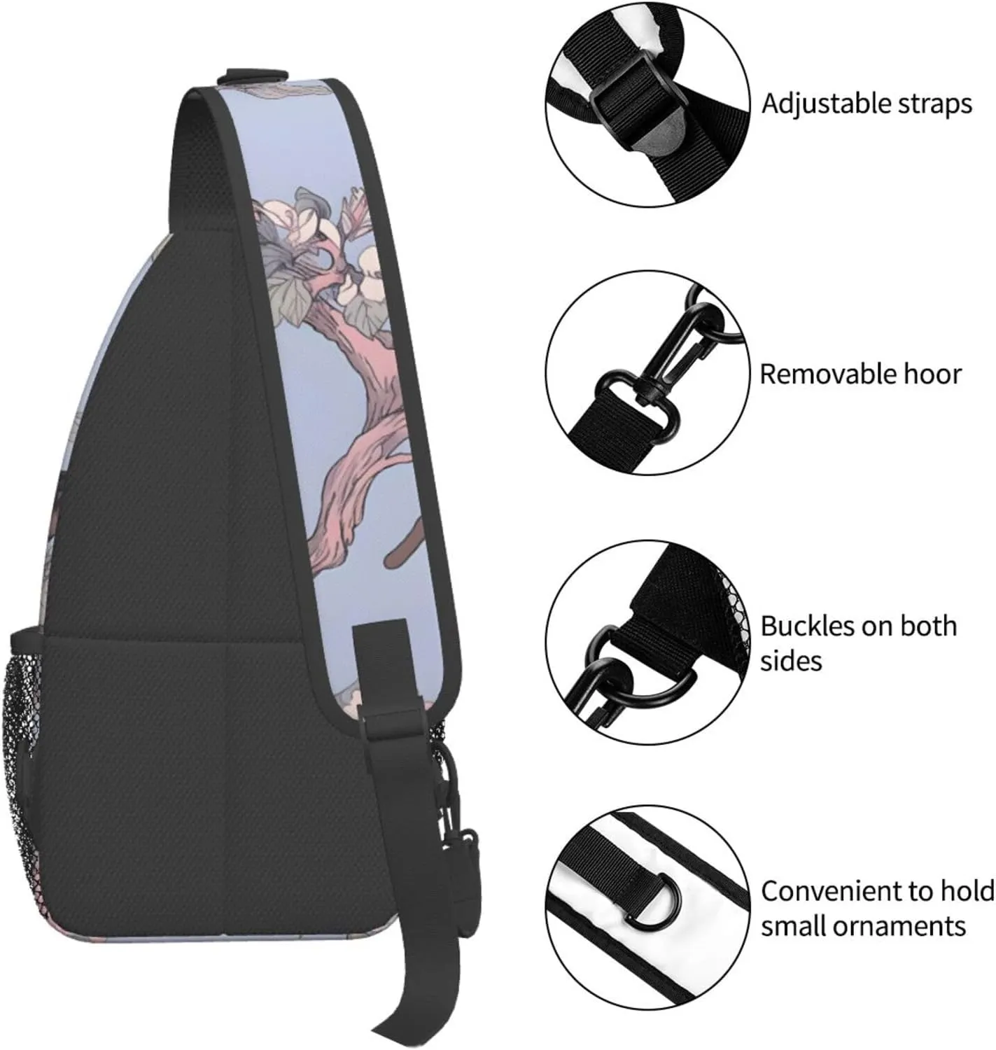 Monkey Flower Sling Bag Crossbody Bag for Men Women, Daypack Chest Backpack Shoulder Bag for Travle Hiking