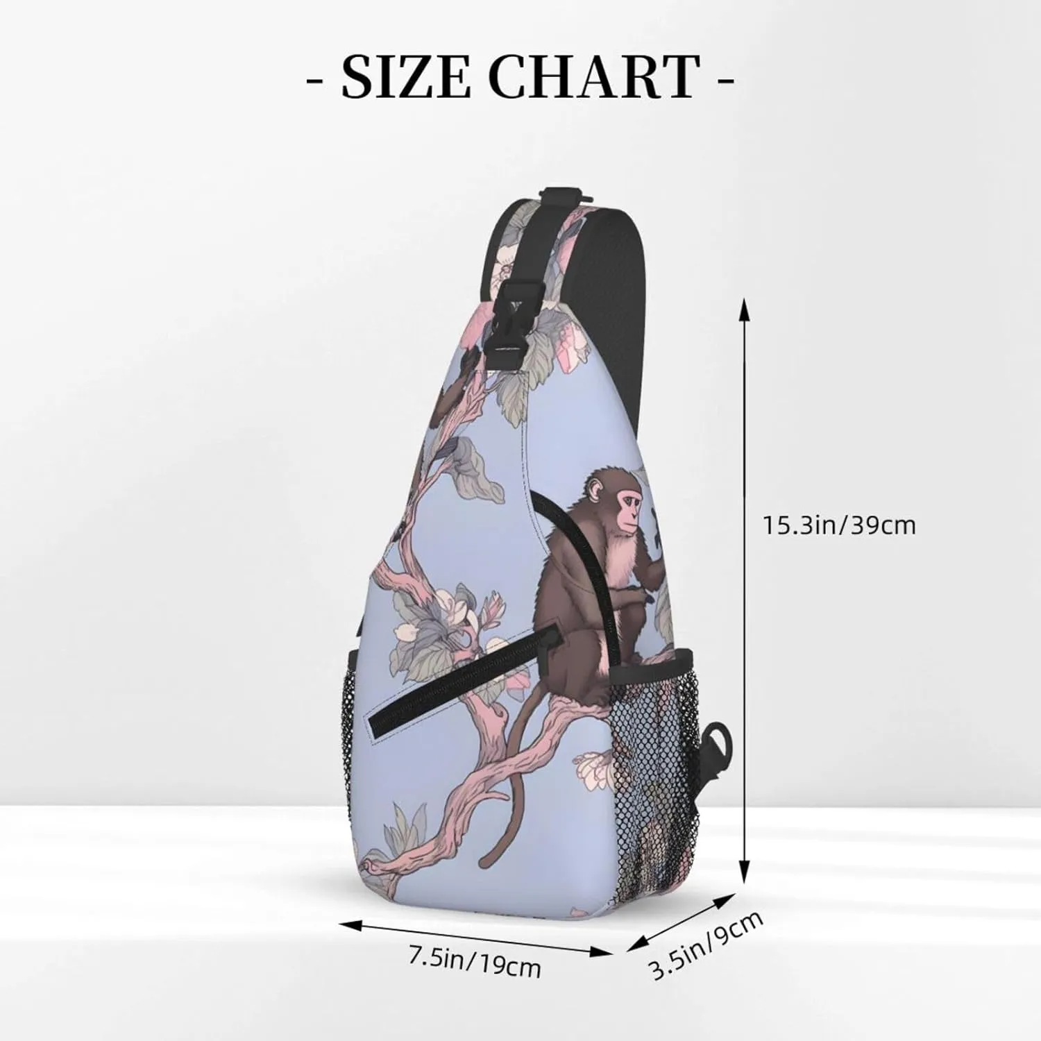 Monkey Flower Sling Bag Crossbody Bag for Men Women, Daypack Chest Backpack Shoulder Bag for Travle Hiking