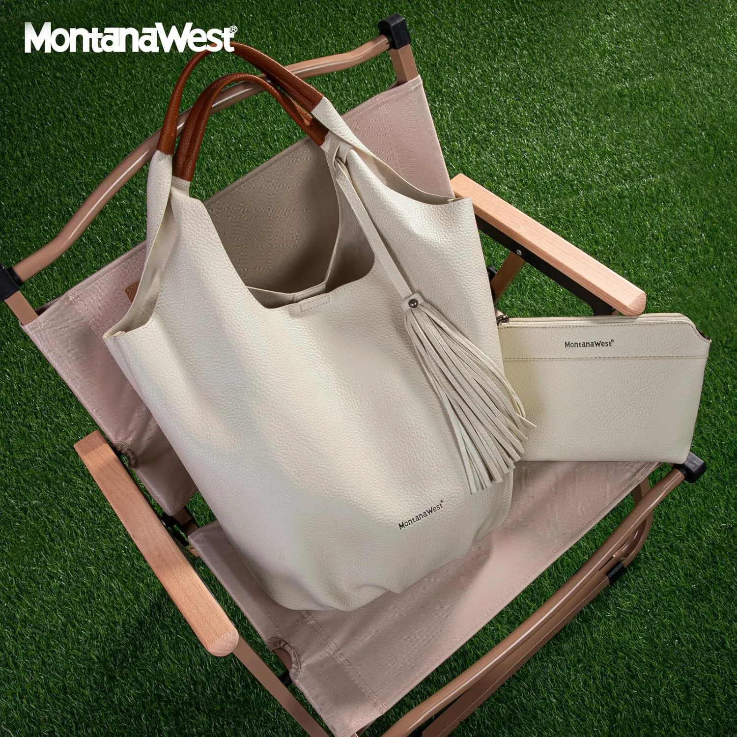 Montana West Hobo Bags for Women Slouchy Handbags 2PCS Tassels Shoulder Bag with Comestic Bag