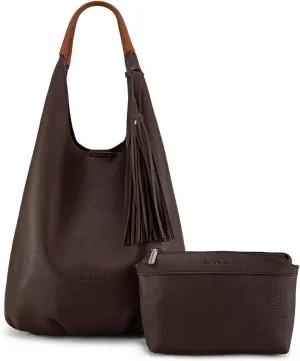 Montana West Hobo Bags for Women Slouchy Handbags 2PCS Tassels Shoulder Bag with Comestic Bag