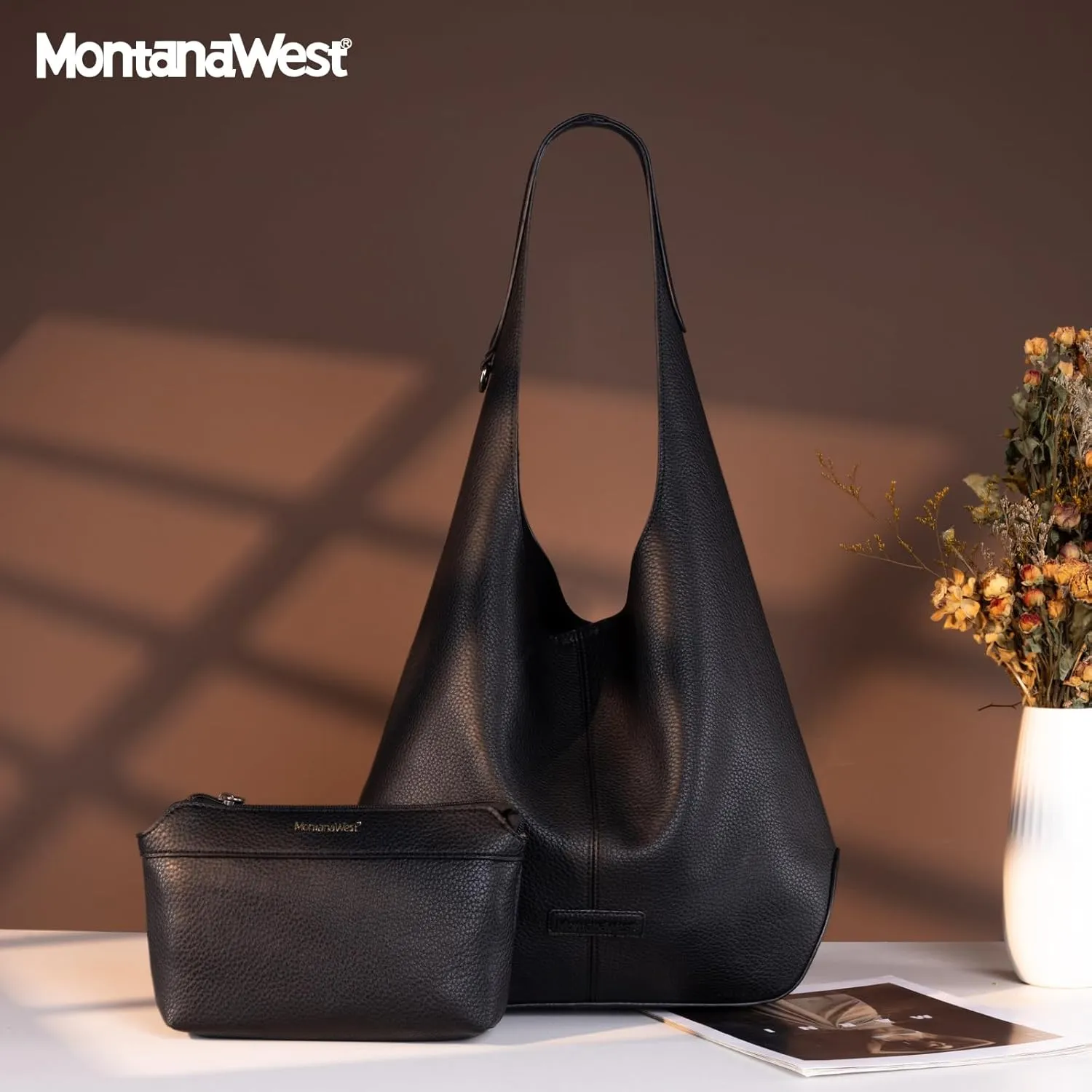 Montana West Hobo Bags Purse for Women Ultra Soft Foldable Shoulder Slouchy Handbags with Cosmetic bag