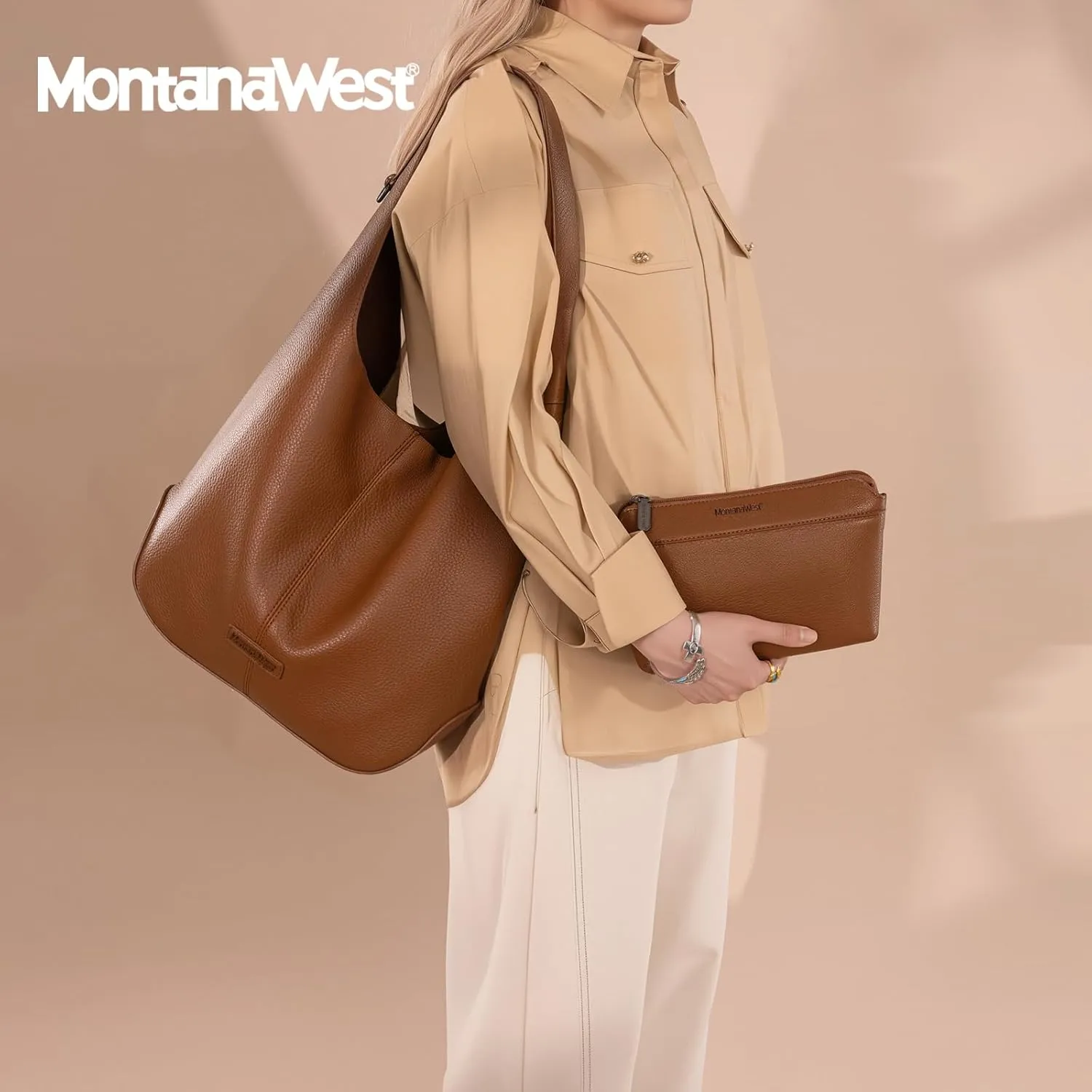 Montana West Hobo Bags Purse for Women Ultra Soft Foldable Shoulder Slouchy Handbags with Cosmetic bag