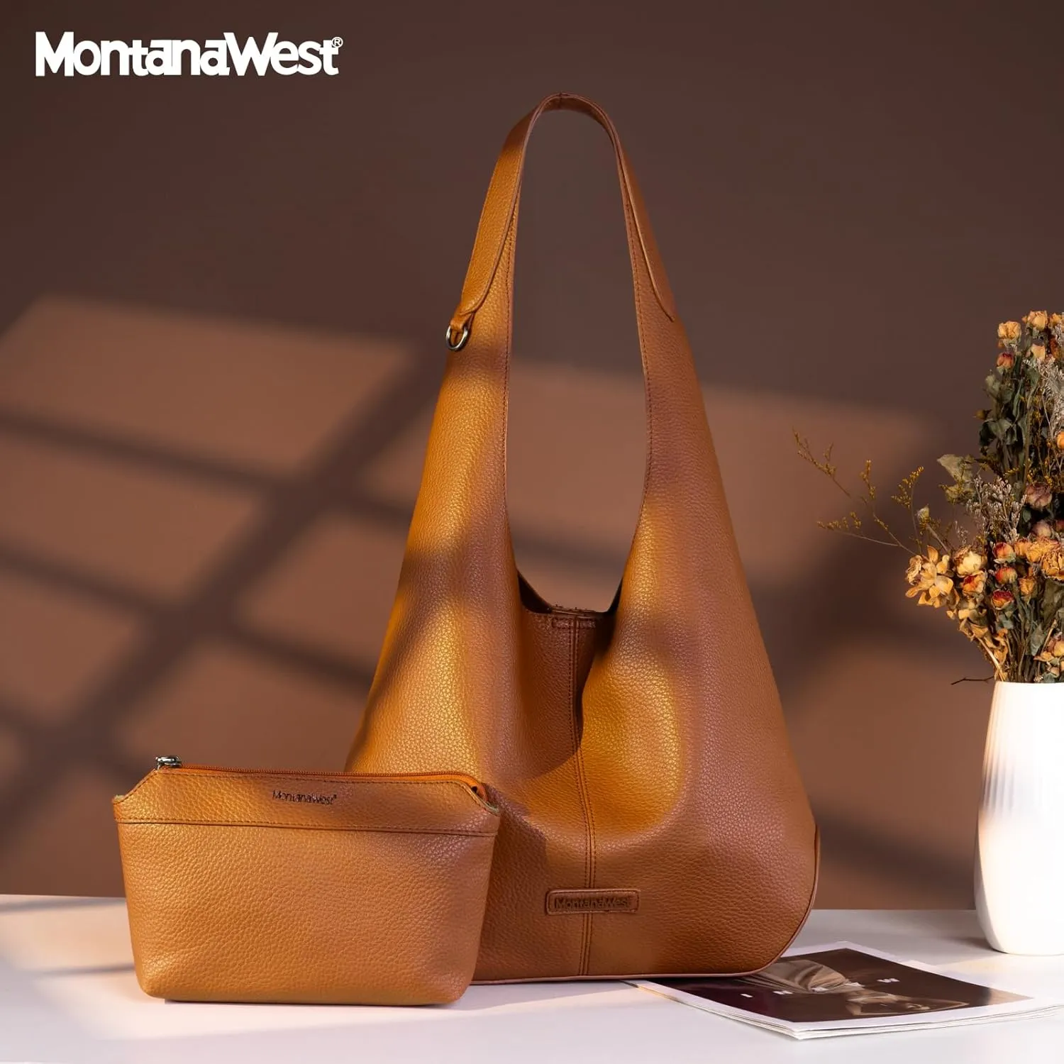 Montana West Hobo Bags Purse for Women Ultra Soft Foldable Shoulder Slouchy Handbags with Cosmetic bag