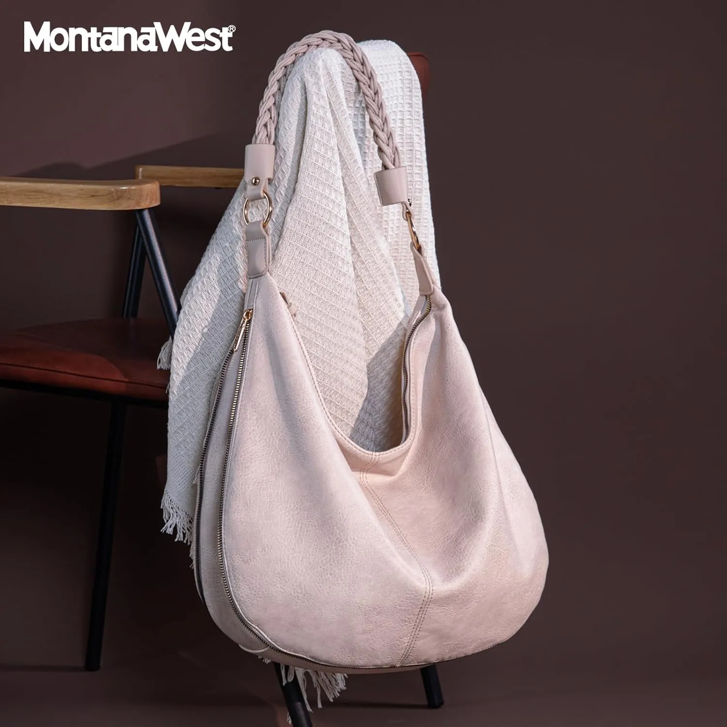 Montana West Large Hobo Bags for Women Slouchy Shoulder Purse Handbag with Zipper and Woven Handle