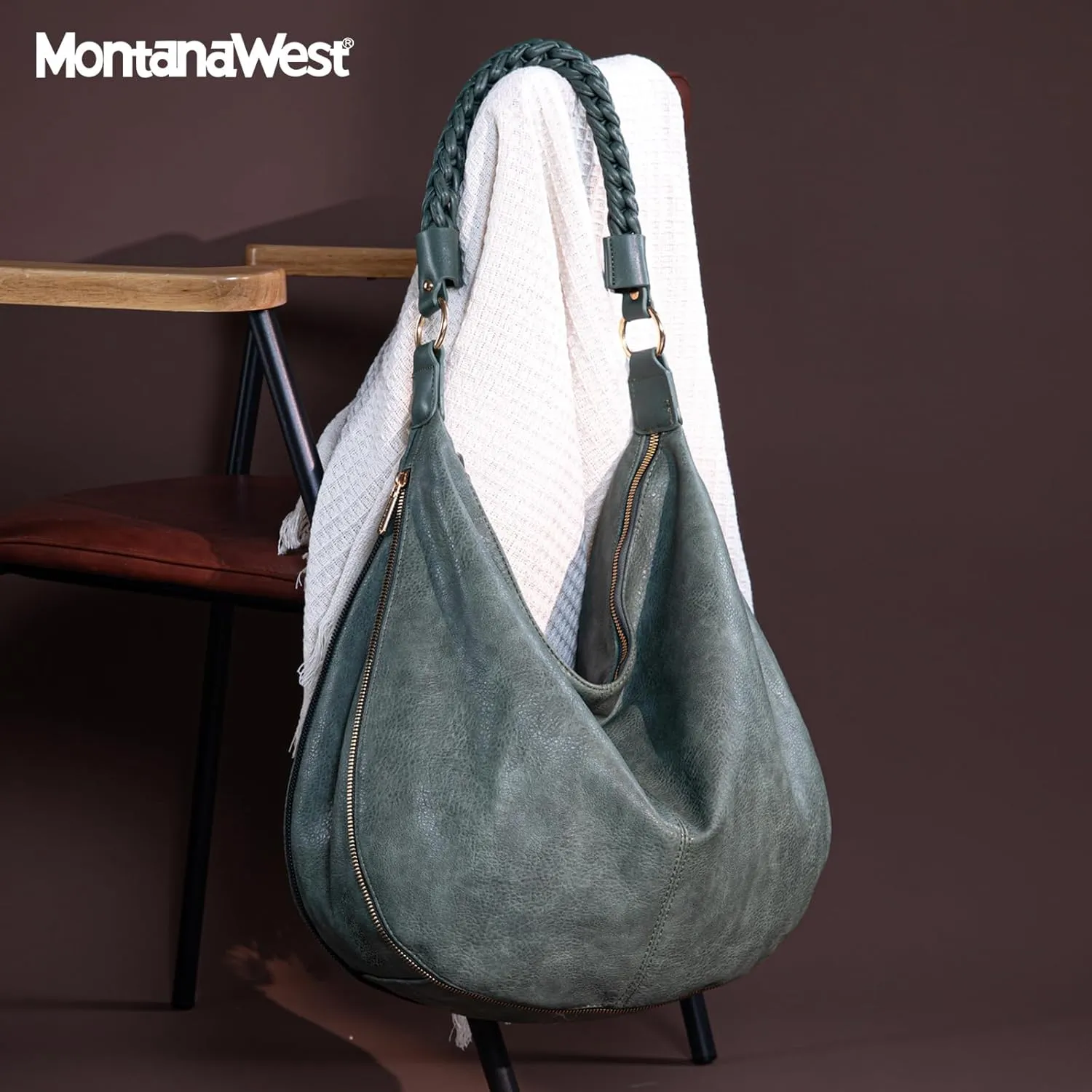 Montana West Large Hobo Bags for Women Slouchy Shoulder Purse Handbag with Zipper and Woven Handle