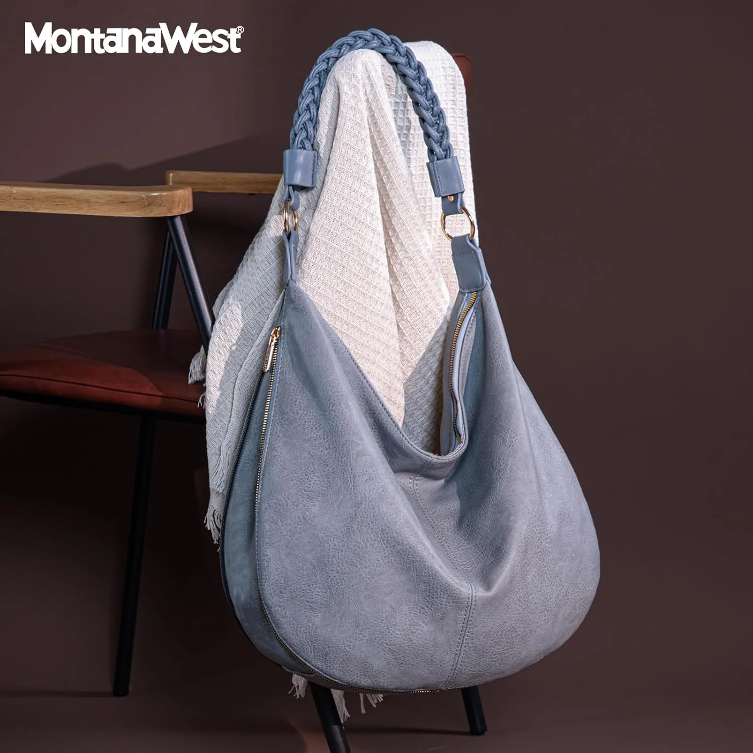 Montana West Large Hobo Bags for Women Slouchy Shoulder Purse Handbag with Zipper and Woven Handle