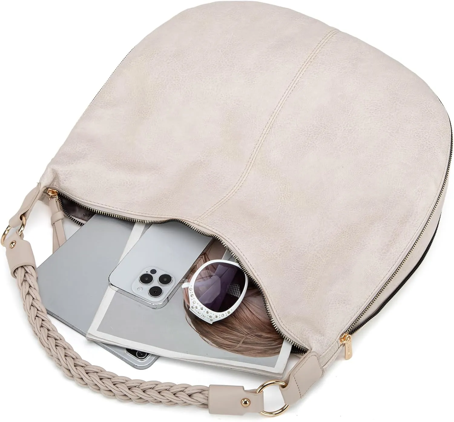 Montana West Large Hobo Bags for Women Slouchy Shoulder Purse Handbag with Zipper and Woven Handle
