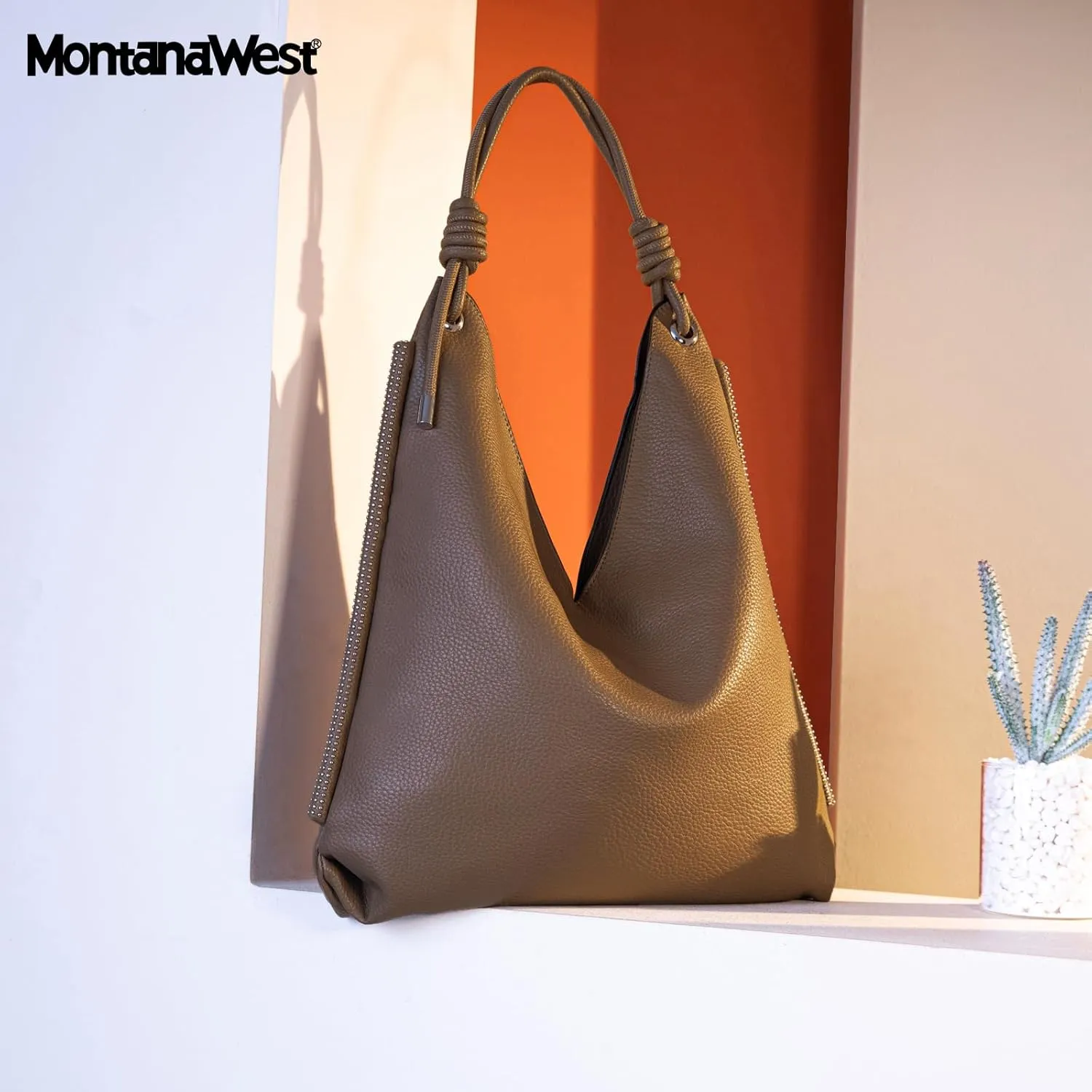Montana West Large Hobo Shoulder Bag for Womens Knotted Slouchy Bag