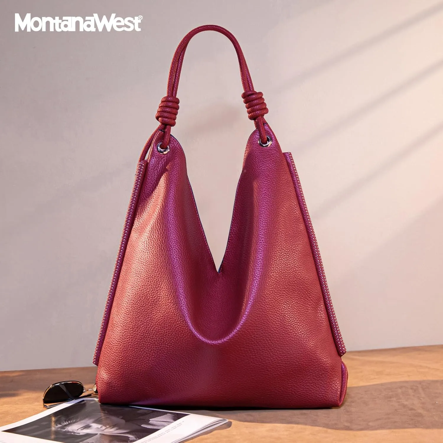 Montana West Large Hobo Shoulder Bag for Womens Knotted Slouchy Bag