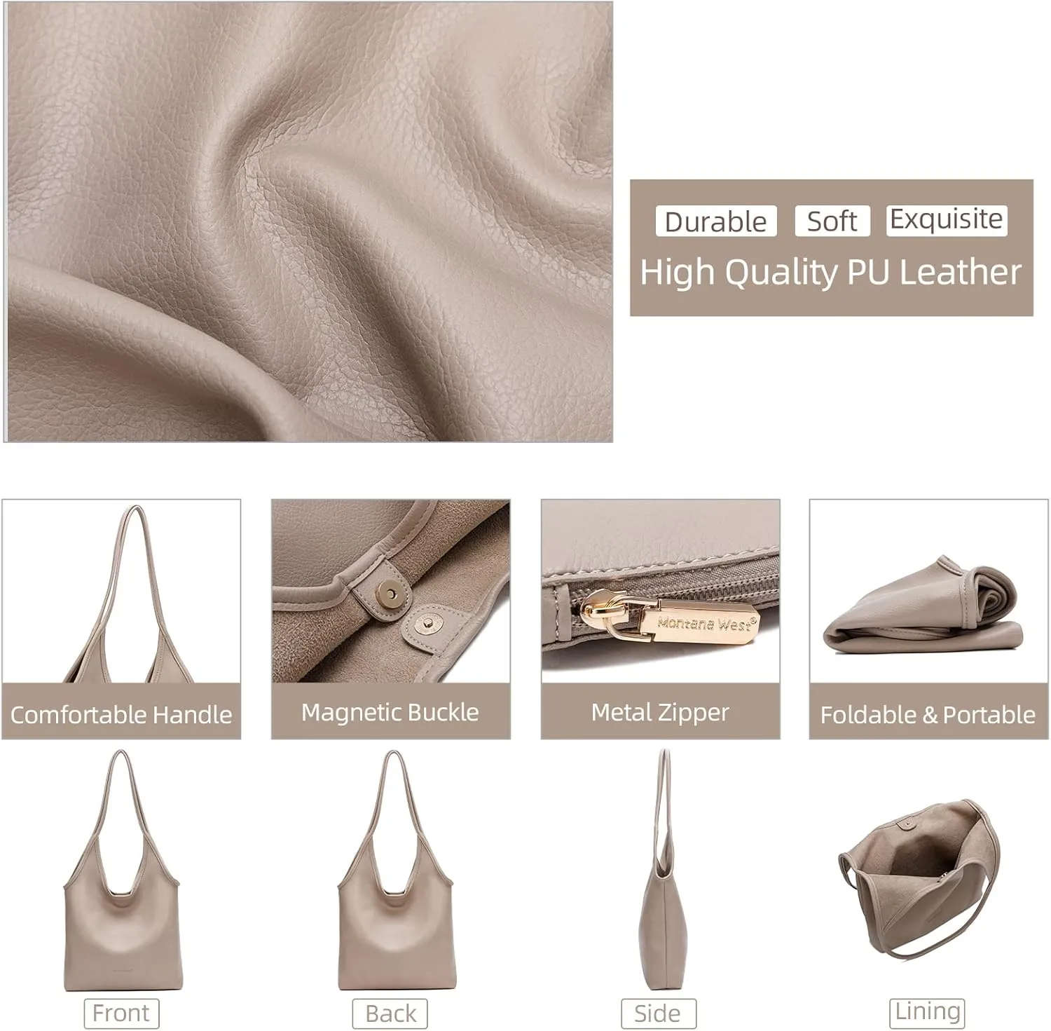 Montana West Slouchy Hobo Bags for Women Soft Designer Shoulder Purses Ladies Top Handle Handbag