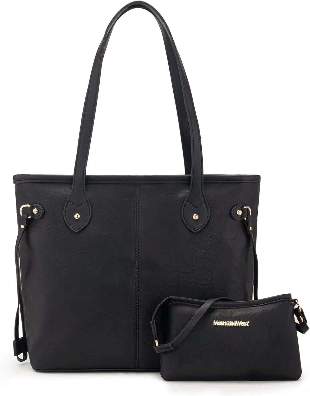 Montana West Tote Bag for Women Ladies Designer Purses and Handbags Top Handle Shoulder Satchel Hobo Bag with Coin Purse, 2PCS Set MWC2-087BK
