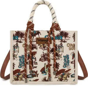Montana West Wrangler Tote Bag Western Satchel Bags for Women with Braided Rope Handles