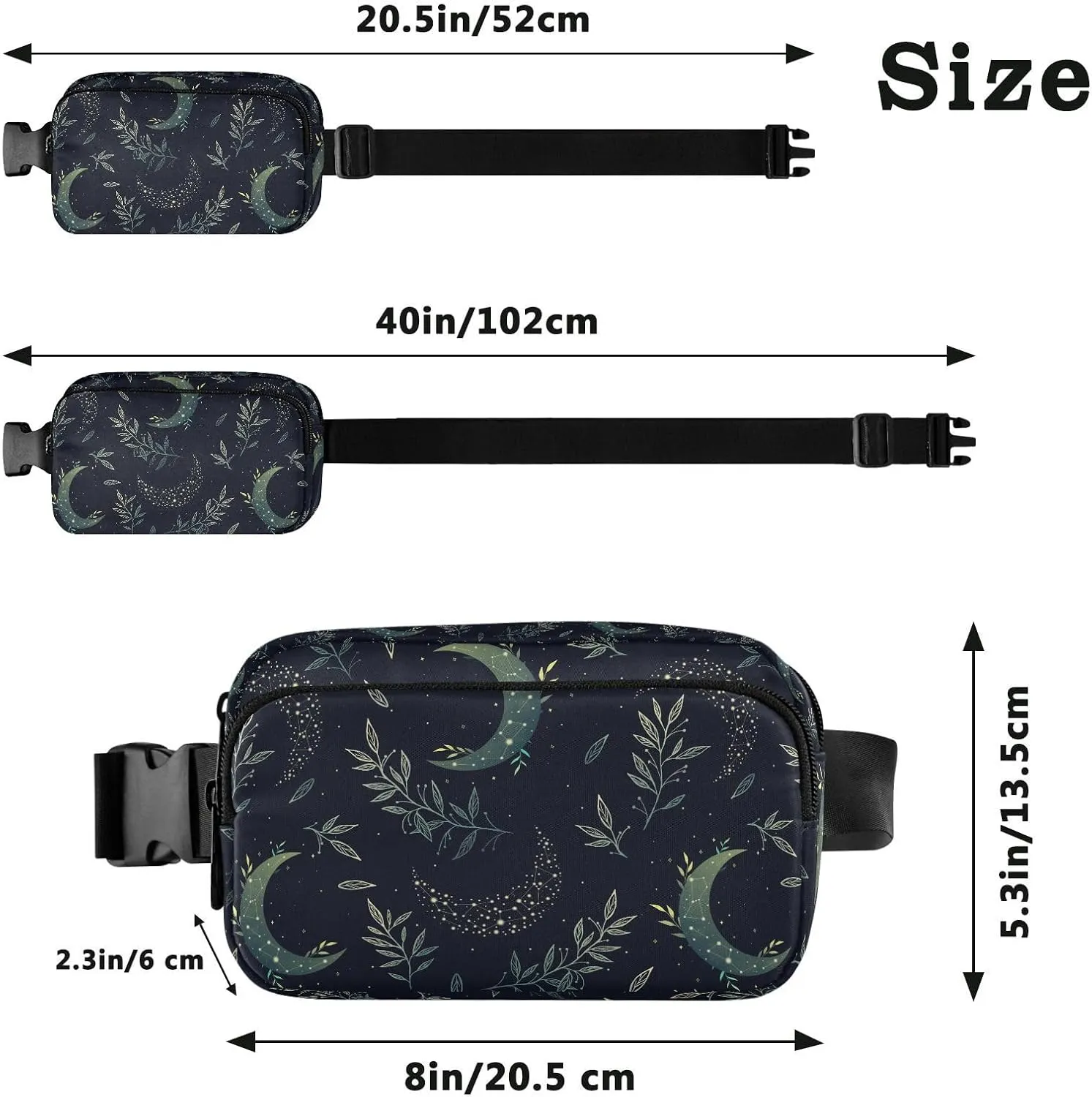 Moon Fanny Pack for Men Women Belt Bag Waterproof Waist Bags With Adjustable Straps Presents for Travel Sports Workout