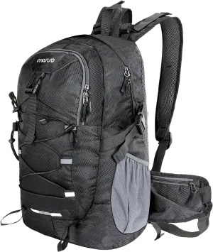 MOSISO 30L Lightweight Hiking Daypack Packable Backpack for Men Women, Casual Foldable Day Pack Shoulder Bag with 2 Front Pocket&Elastic Cord Strap for Travel Outdoor Camping, Black