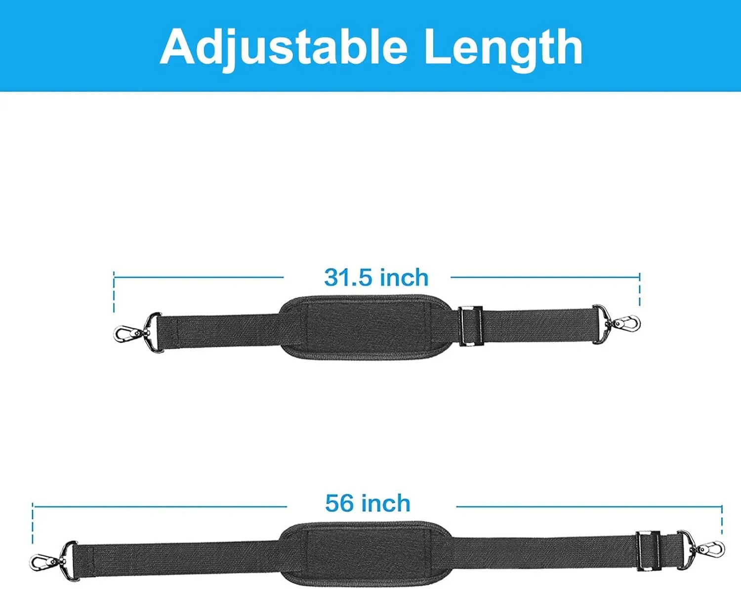 MOSISO 56 inch Shoulder Strap, Adjustable Thick Soft Universal Replacement Non-Slip Fit Padded with Metal Swivel Hooks for Laptop Shoulder Bag/Laptop Messenger Bag/Crossbody Bag, Space Gray