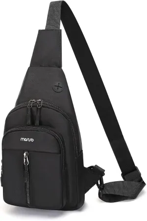 MOSISO Crossbody Sling Bag Small Sling Backpack for Men, Over Shoulder Bag Small Cross Body Chest Daypack Purse with Raised Pocket for Travel Hiking Casual Commuting, Black