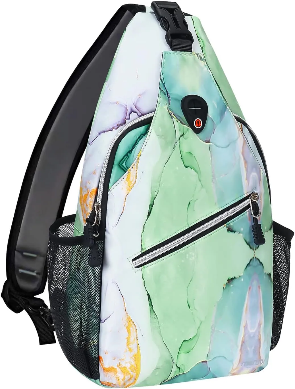 MOSISO Sling Backpack, Multipurpose Travel Hiking Daypack Rope Crossbody Shoulder Bag Marble MO-MBH189