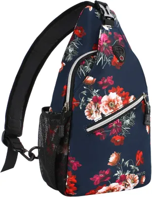 MOSISO Sling Backpack,Travel Hiking Daypack Cottonrose Crossbody Shoulder Bag