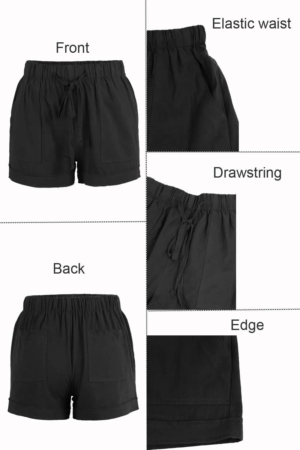 Mosucoirl Women Comfy Drawstring Casual Elastic Waist Pure Color Shorts Summer Beach Lightweight Short Pants with Pockets