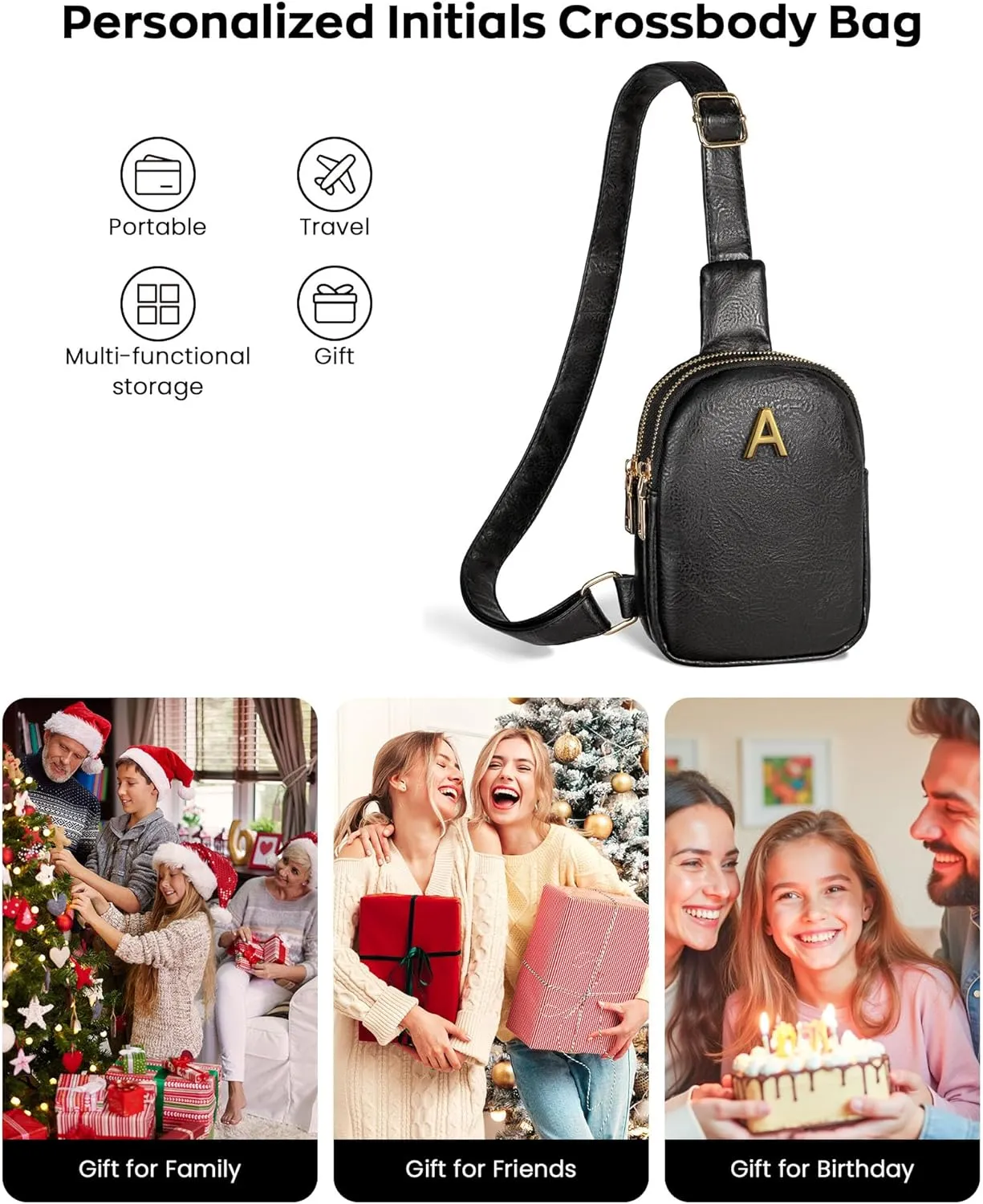 Mothers Day Gifts for Mom From Daughter, Initial Cross body Bag Fanny Pack for Women Girls, Graduation Gifts for Teen Girls Women, Teacher Appreciation Gifts, Teen Girl Gifts Trendy Stuff