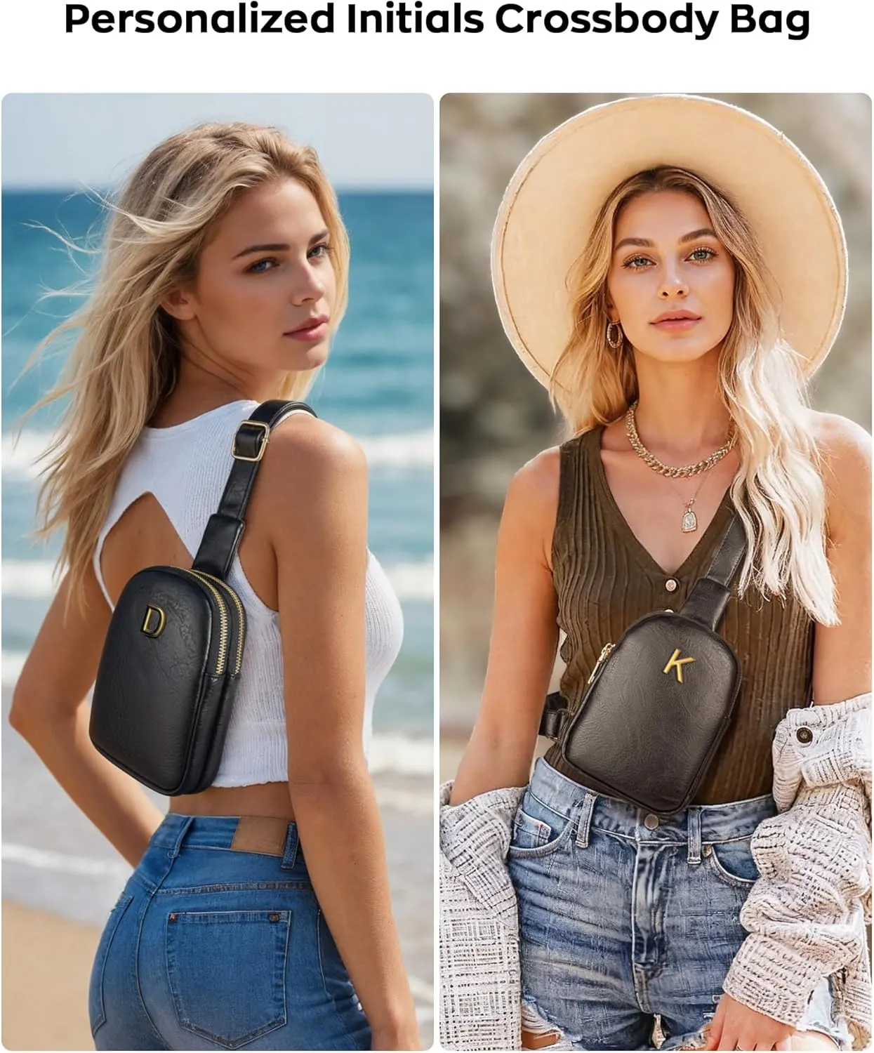 Mothers Day Gifts for Mom From Daughter, Initial Cross body Bag Fanny Pack for Women Girls, Graduation Gifts for Teen Girls Women, Teacher Appreciation Gifts, Teen Girl Gifts Trendy Stuff