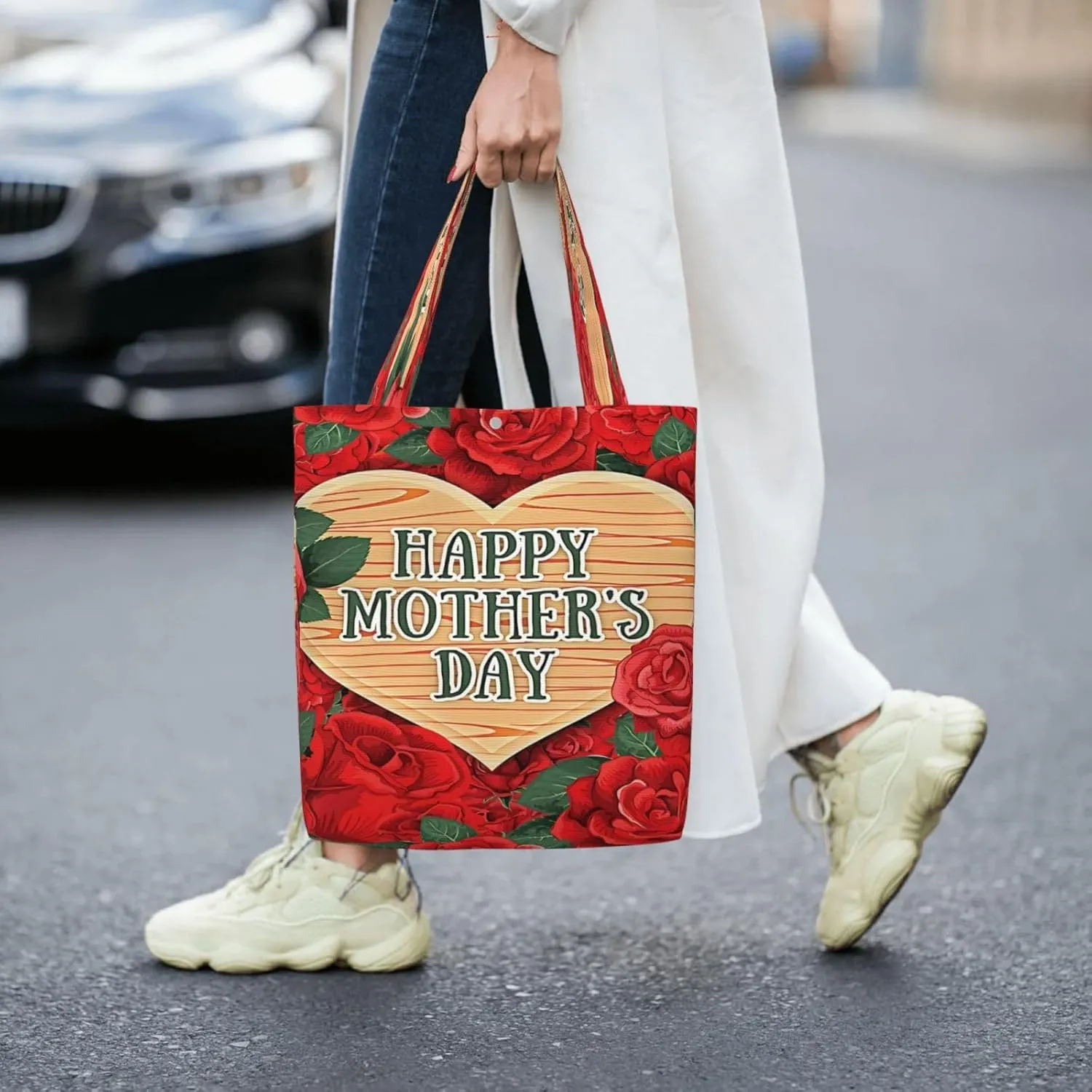 Mother's Day Sunflower to My Mom Canvas Totes Bag Shoulder Bags Shopping Crossbody Travel Handbag 13.8 X 15.4 inch
