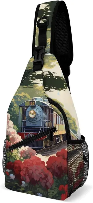 Mountain Train Railroad Tracks Sling Bags Travel Crossbody Shoulder Bag Small Chest Bag Hiking Backpack for Women Men