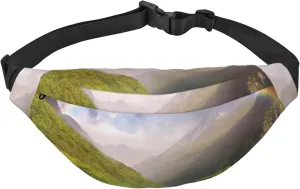 Mountain Valley with Rainbow Fanny Pack for Men Women Belt Bag Fashion Waist Bag Everywhere Crossbody Bag Wallet Hip Bum Bag with Adjustable Strap Waterproof Chest Bag for Travel Hiking Sports