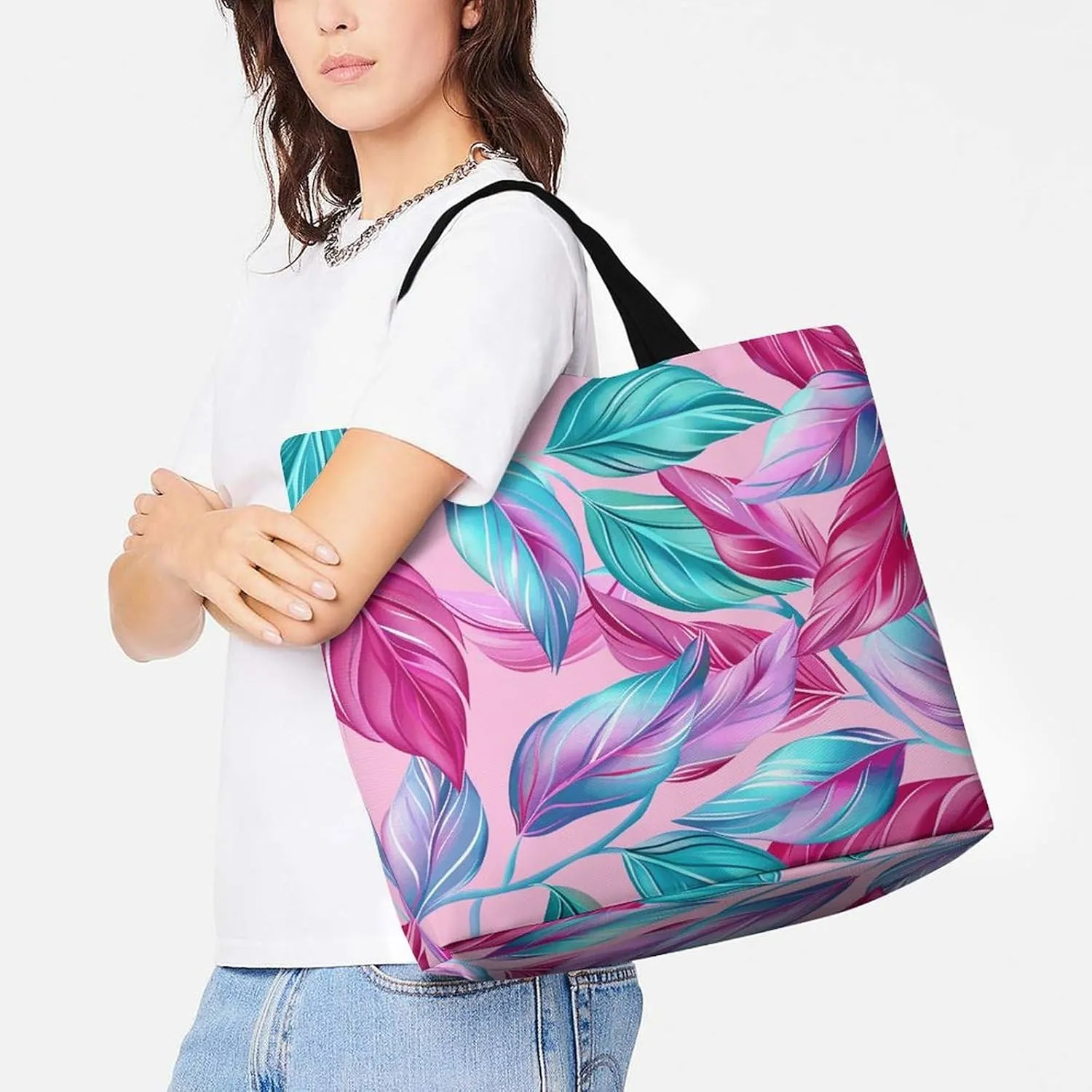 Music Beach Bag Reusable Tote Bag Foldable Grocery Bags Women Shopping Bags for Daily Essentials