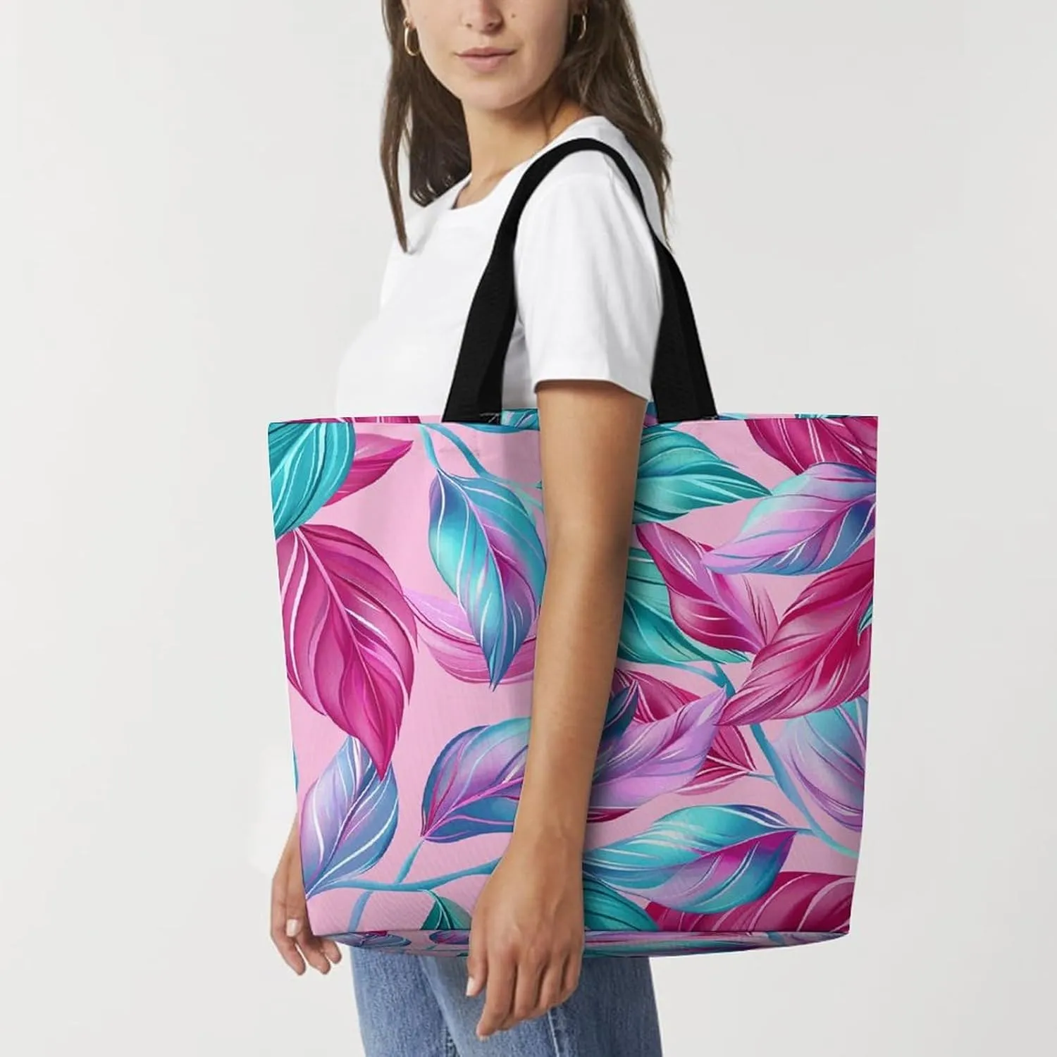 Music Beach Bag Reusable Tote Bag Foldable Grocery Bags Women Shopping Bags for Daily Essentials
