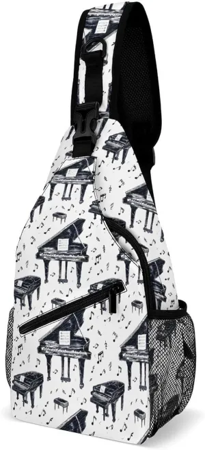 Music Instrument Piano Crossbody Sling Bag Novelty Chest Bags Shoulder Backpack For Travel Hiking