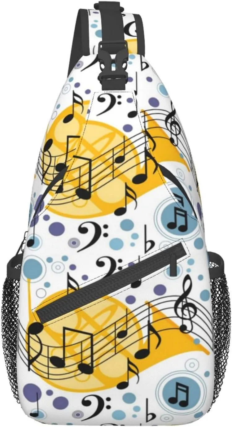Music Note Piano Keys Sling Bag, Fashion Crossbody Backpack Shoulder Bag Chest Bag for Men Women Hiking Travel