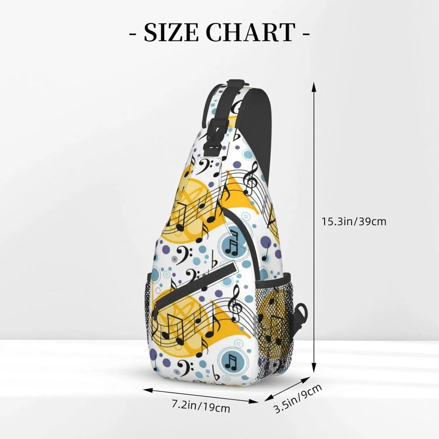 Music Note Piano Keys Sling Bag, Fashion Crossbody Backpack Shoulder Bag Chest Bag for Men Women Hiking Travel