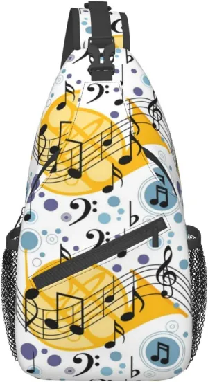 Music Note Piano Keys Sling Bag, Fashion Crossbody Backpack Shoulder Bag Chest Bag for Men Women Hiking Travel