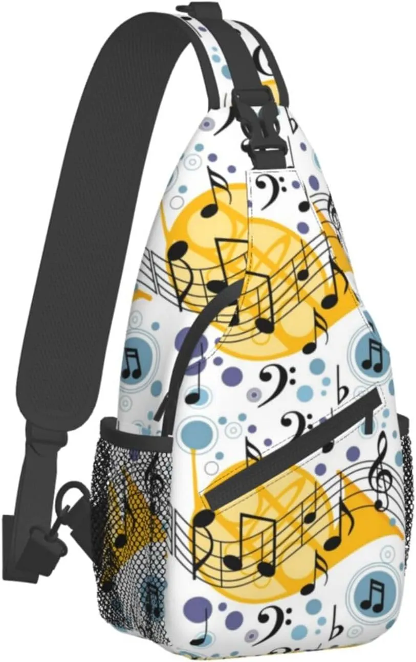Music Note Piano Keys Sling Bag, Fashion Crossbody Backpack Shoulder Bag Chest Bag for Men Women Hiking Travel
