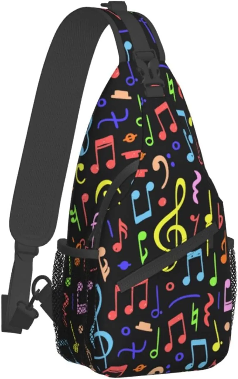 Music Note Piano Keys Sling Bag, Fashion Crossbody Backpack Shoulder Bag Chest Bag for Men Women Hiking Travel