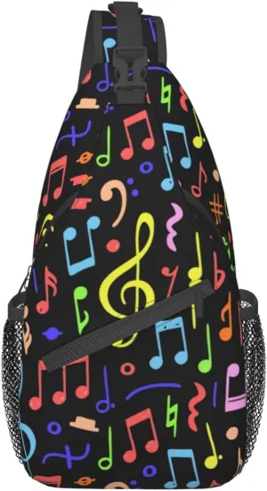 Music Note Piano Keys Sling Bag, Fashion Crossbody Backpack Shoulder Bag Chest Bag for Men Women Hiking Travel