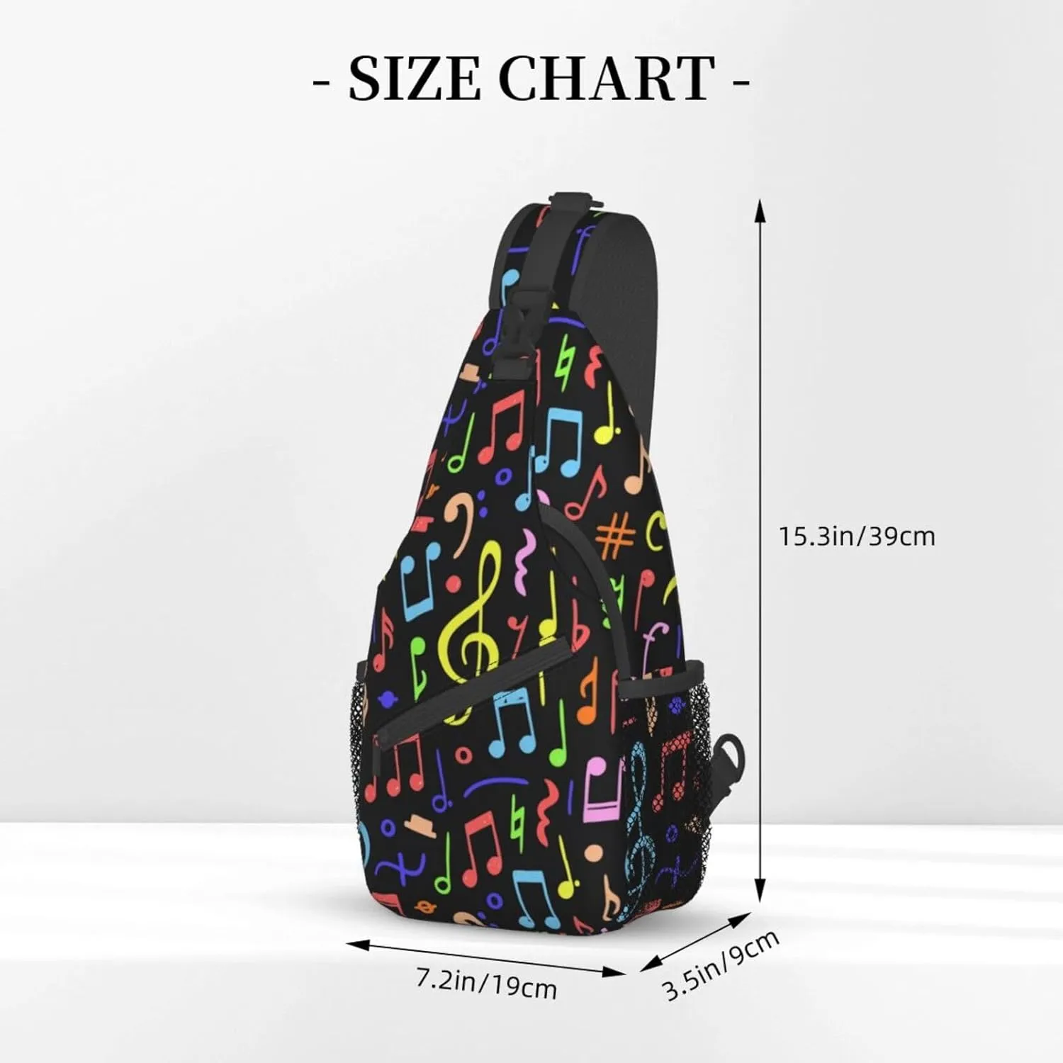 Music Note Piano Keys Sling Bag, Fashion Crossbody Backpack Shoulder Bag Chest Bag for Men Women Hiking Travel