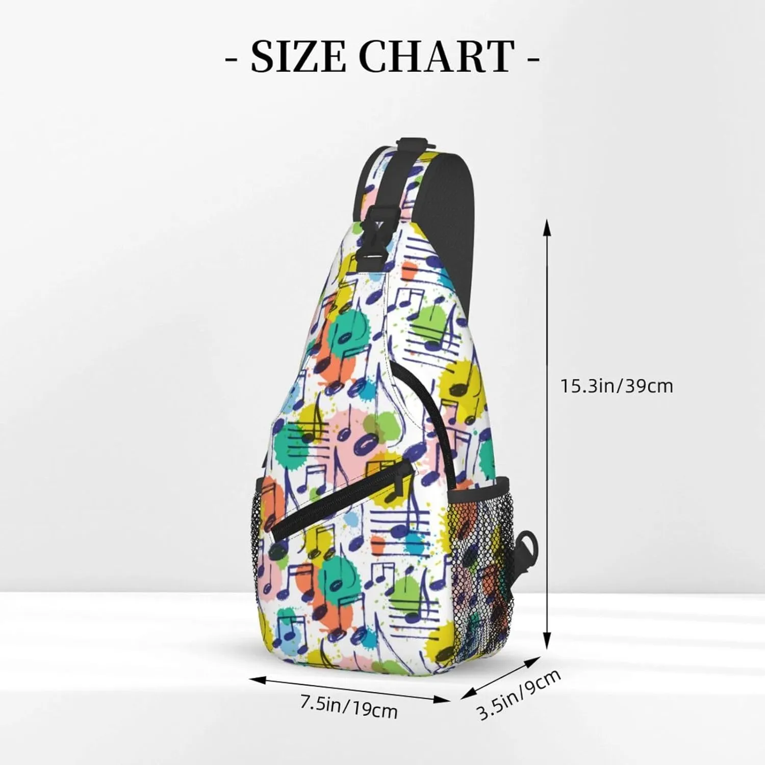 Music Note Sling Bag Cute Piano Crossbody Backpack Shoulder Chest Bags for Men Women Runners Cycling Travel Walking