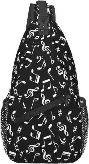 Music Note Sling Bag Cute Piano Crossbody Backpack Shoulder Chest Bags for Men Women Runners Cycling Travel Walking