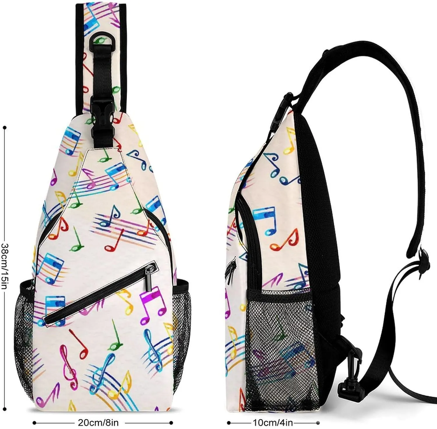 Musical Staves Pattern Sling Bag Crossbody Backpack for Men Women Chest Bag For Travel Hiking Cycling Camping