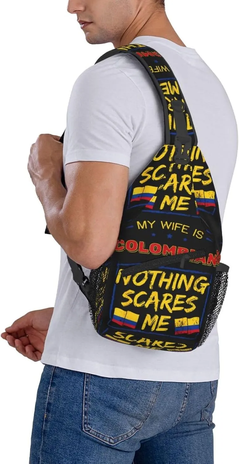 My Wife Is Colombian Colombia Flag Chest Sling Bag Crossbody Shoulder Backpack Bag Gym Cycling Daypack Travel Hiking Cross Bag