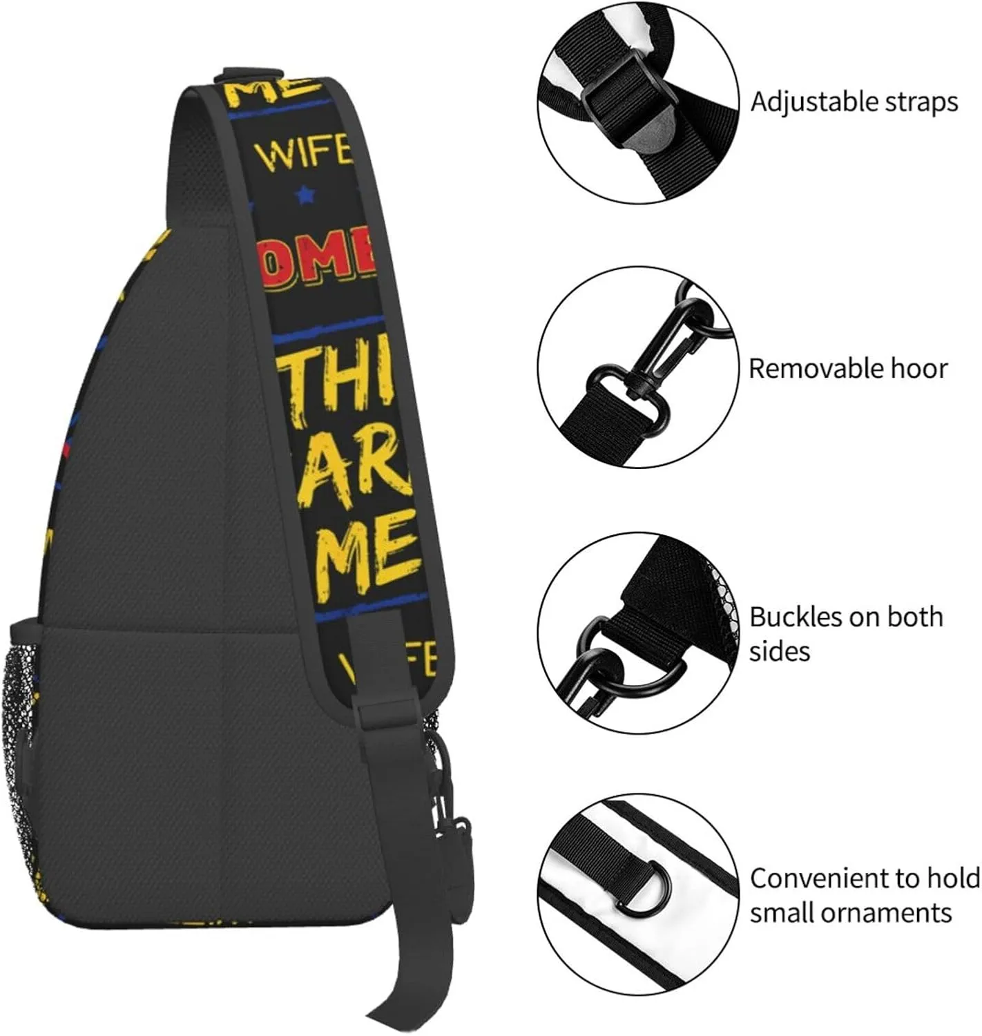 My Wife Is Colombian Colombia Flag Chest Sling Bag Crossbody Shoulder Backpack Bag Gym Cycling Daypack Travel Hiking Cross Bag