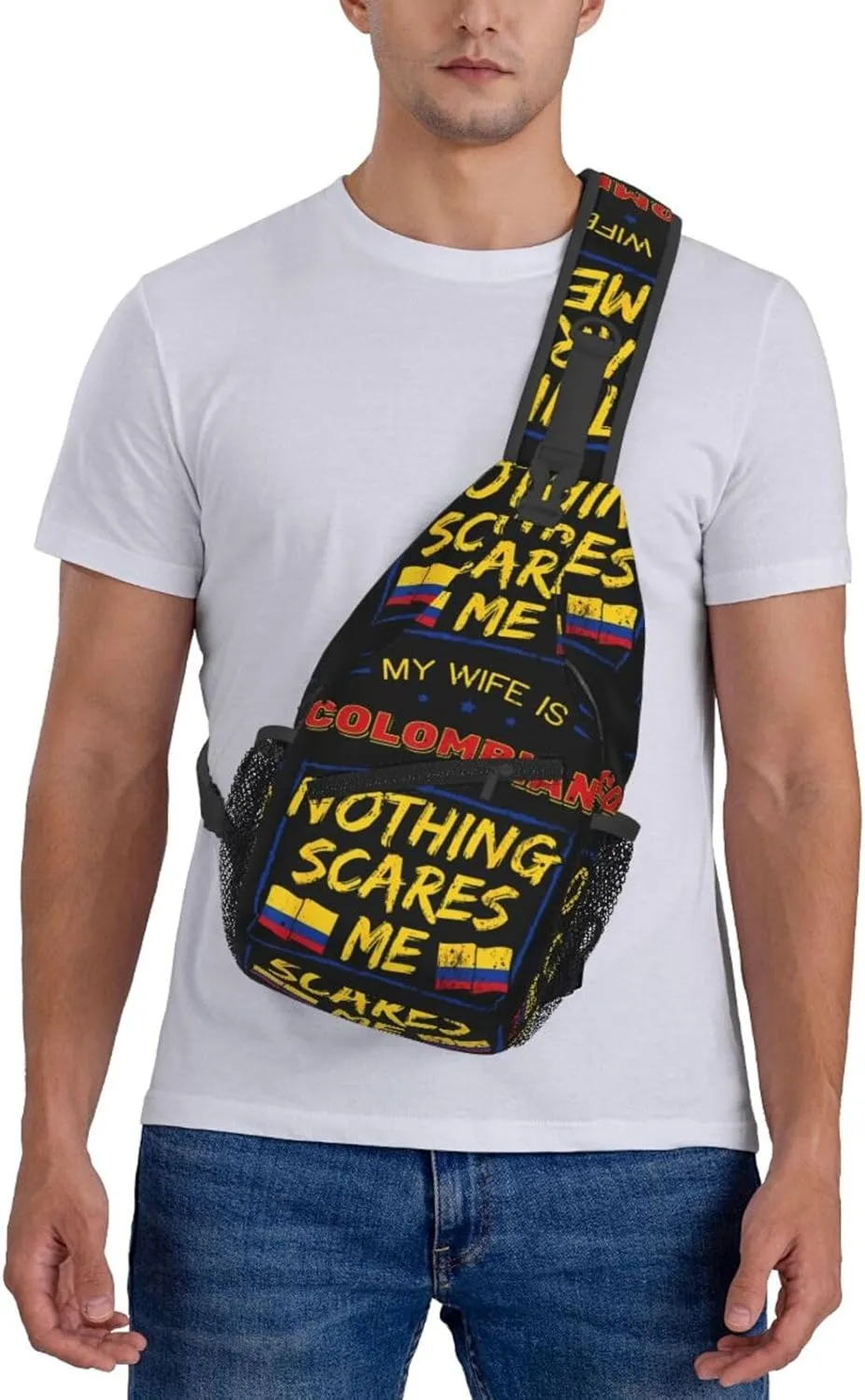 My Wife Is Colombian Colombia Flag Chest Sling Bag Crossbody Shoulder Backpack Bag Gym Cycling Daypack Travel Hiking Cross Bag