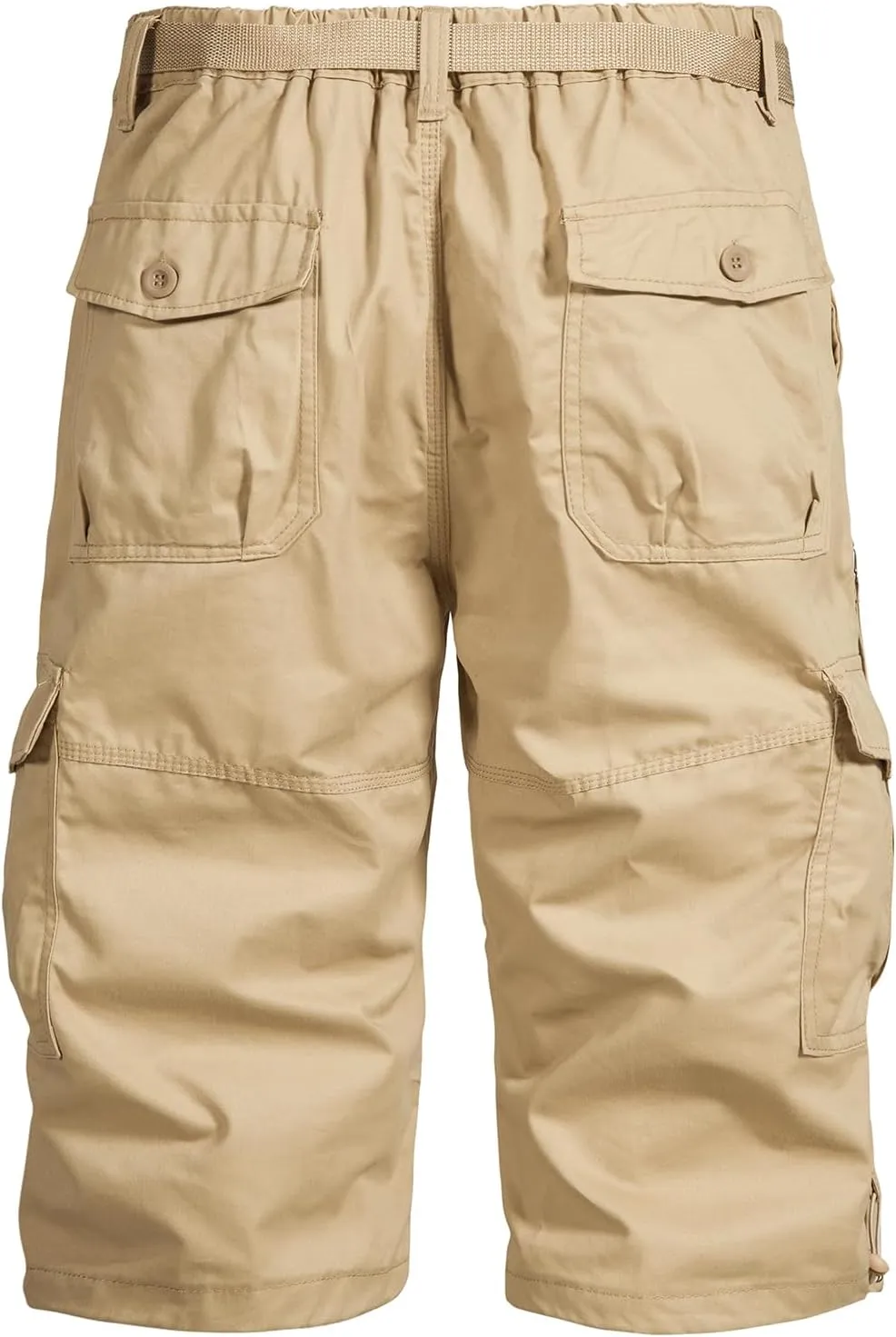 Mylldey Men's Cargo Shorts 3/4 Relaxed Fit Mens Running Shorts 7 Pockets Elastic Waist Cotton Hiking Shorts